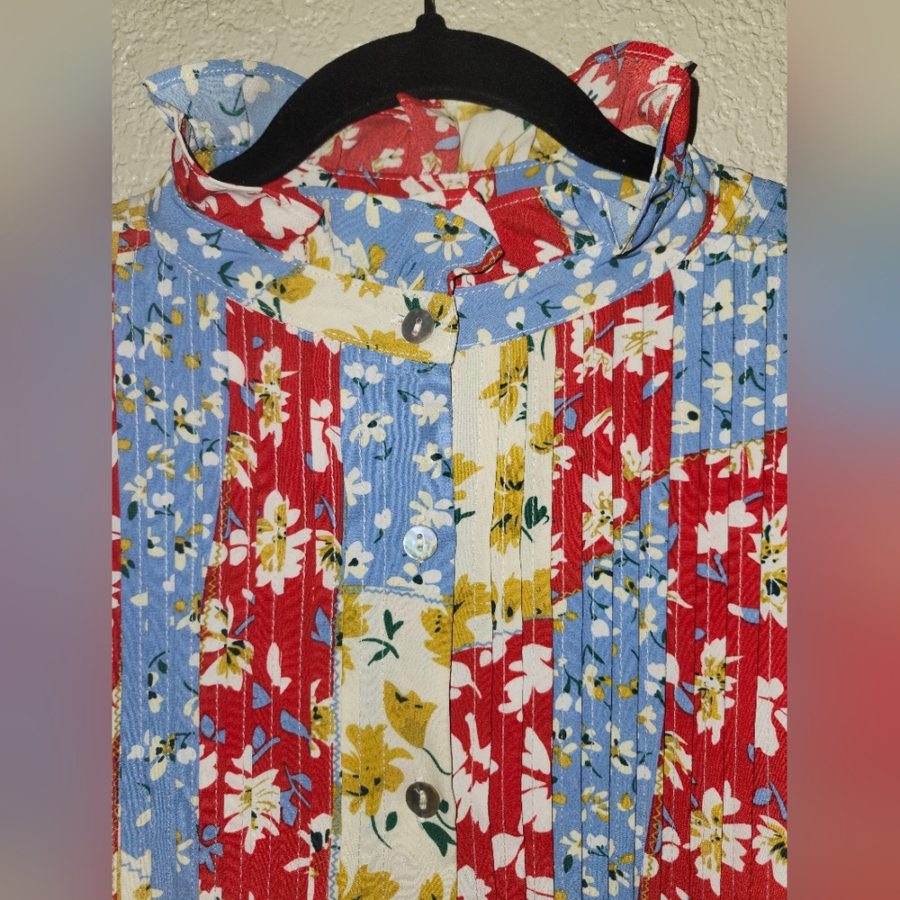 Multi-Color Floral Patchwork Mini Dress - Picture 5 of 14